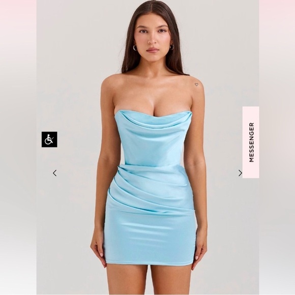 House of CB ‘Odelle’ Ocean Blue Strapless Mini Dress NWOT - Picture 10 of 10
